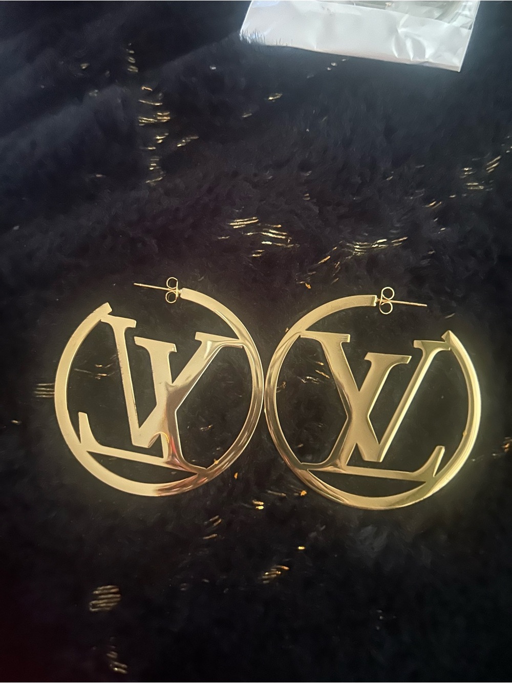 Gold Hoop Logo Earrings -